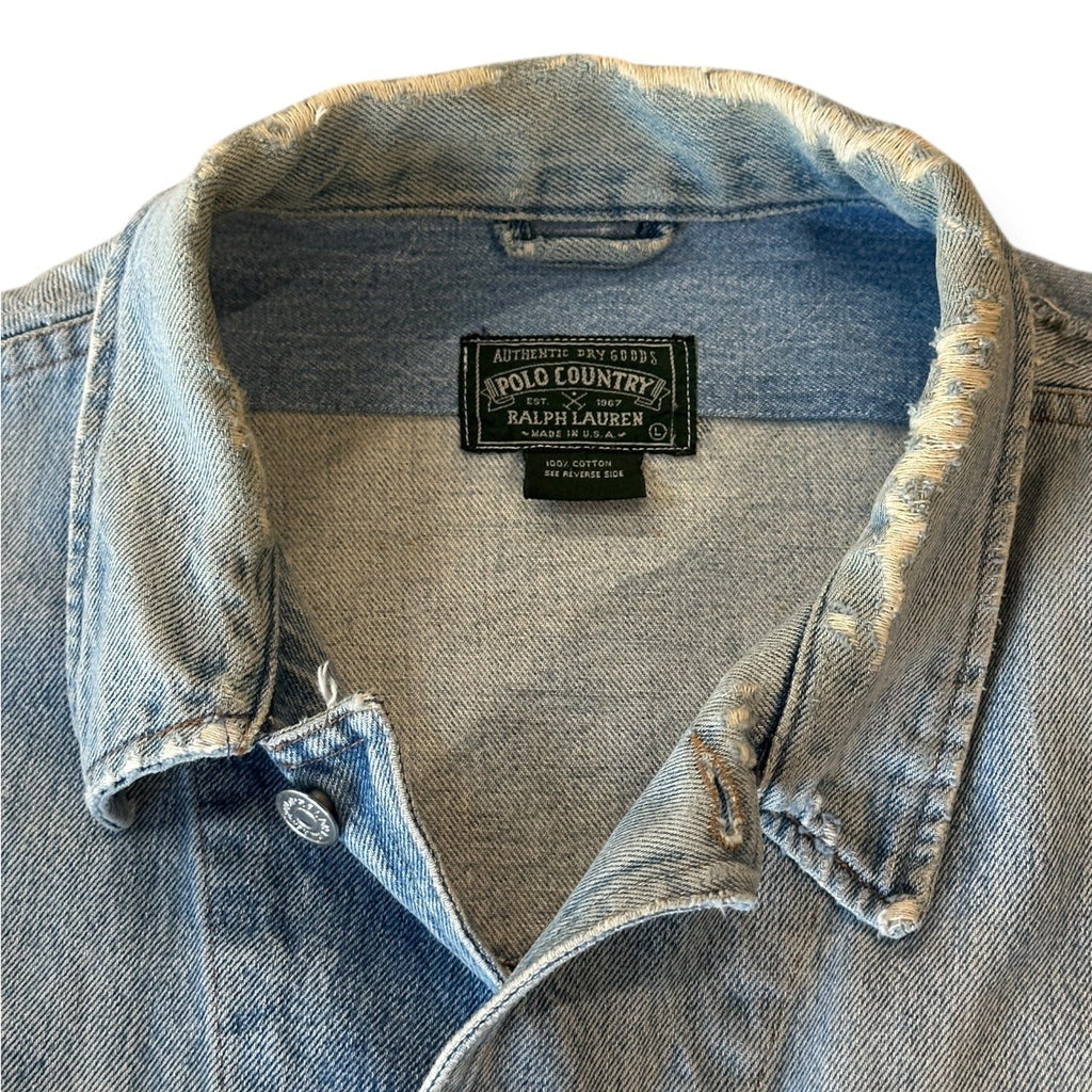 Thrashed and repaired Vintage Polo Country Denim Jacket