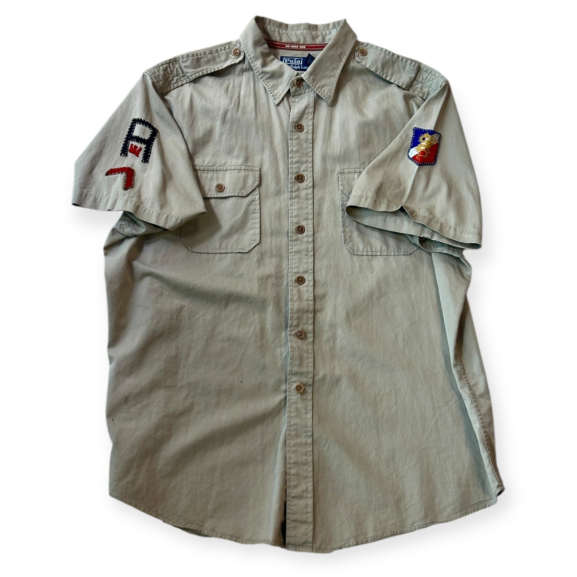 Vintage RL Embroidered Military Short Sleve