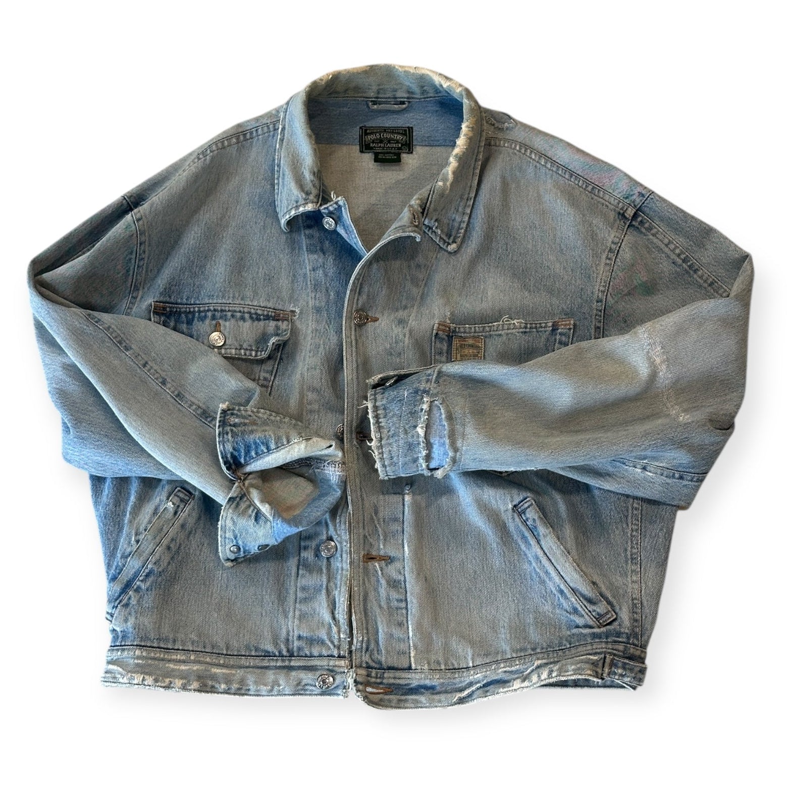 Thrashed and repaired Vintage Polo Country Denim Jacket