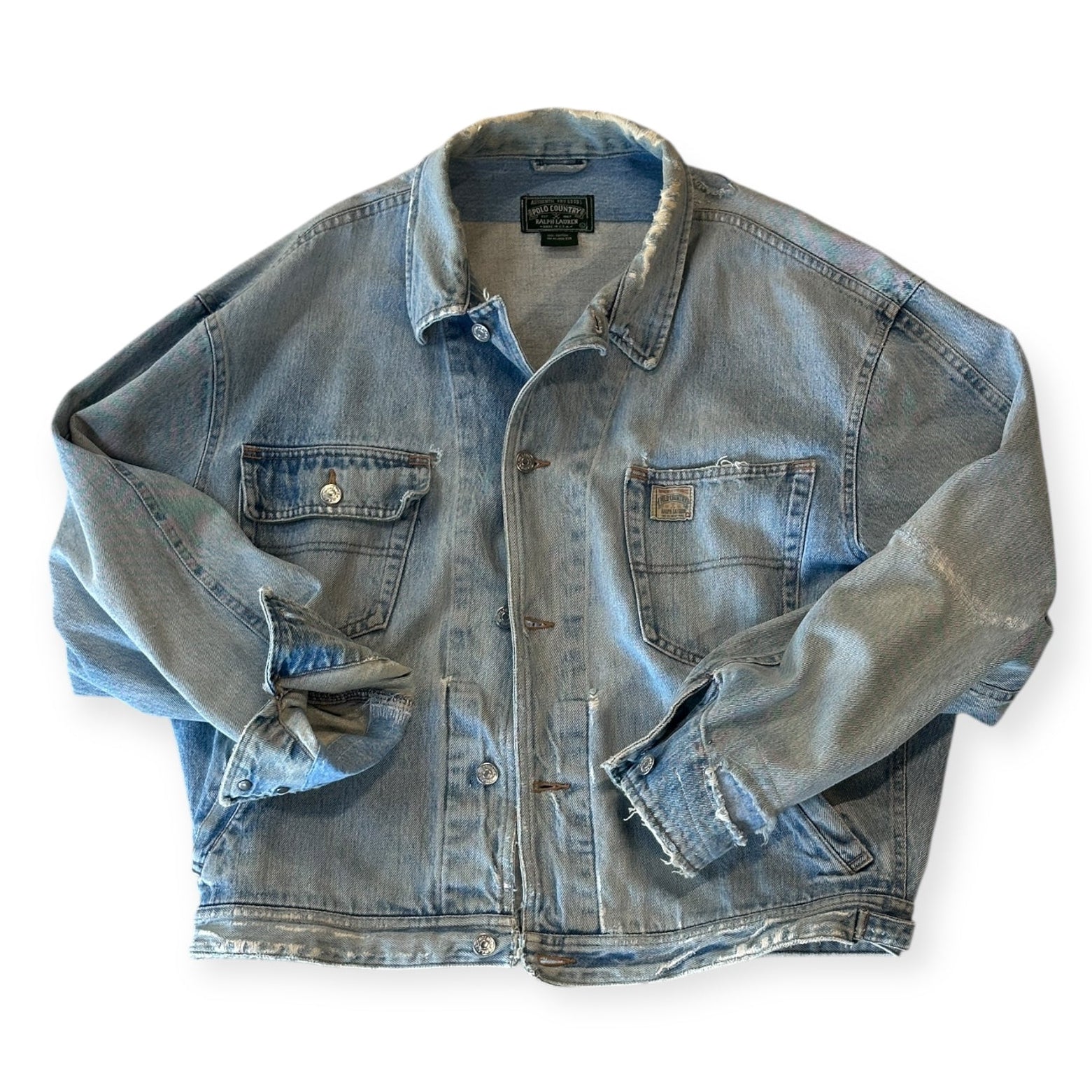 Thrashed and repaired Vintage Polo Country Denim Jacket