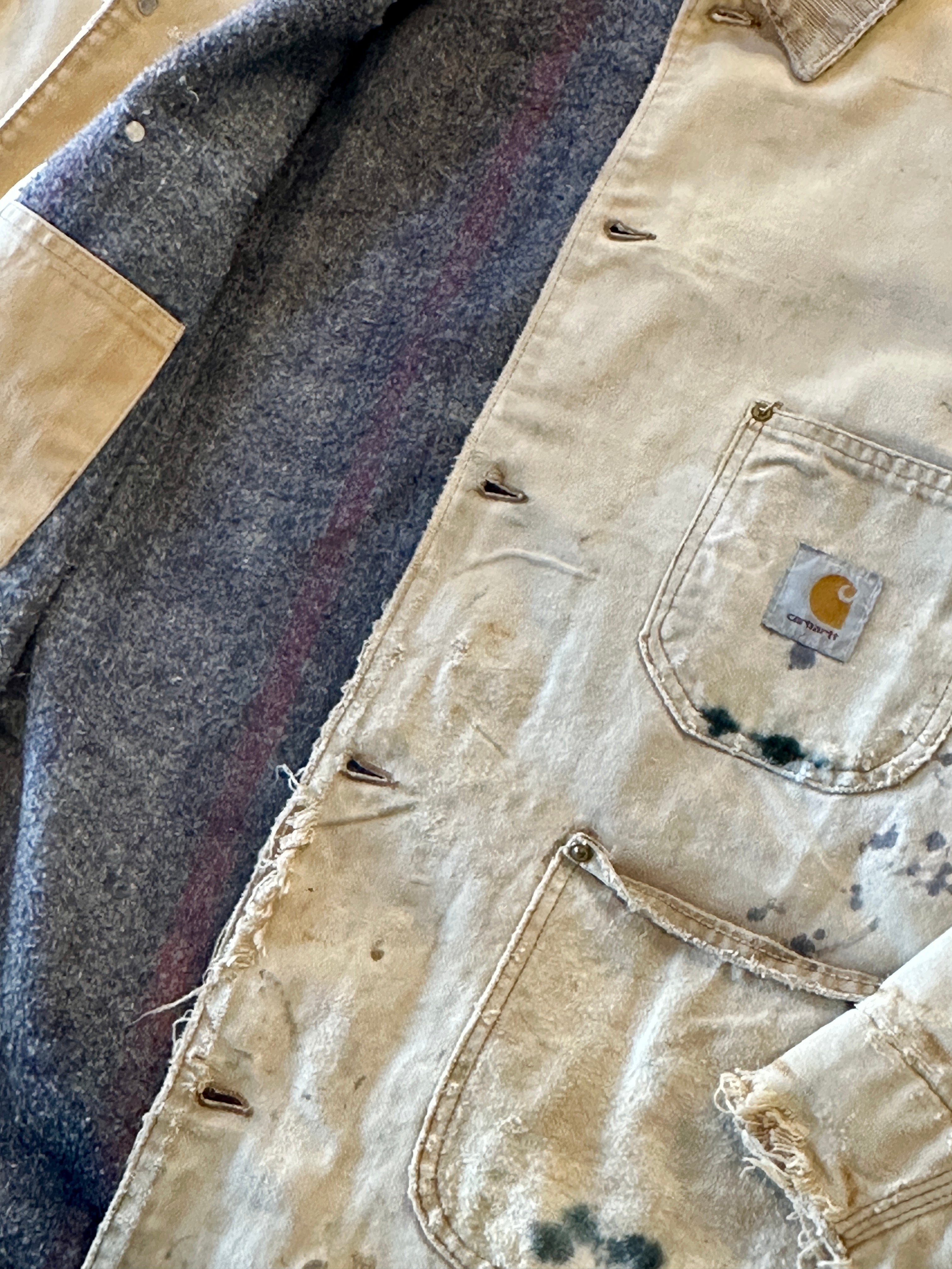 Distressed Blanket Lined Carhartt Chore Coat