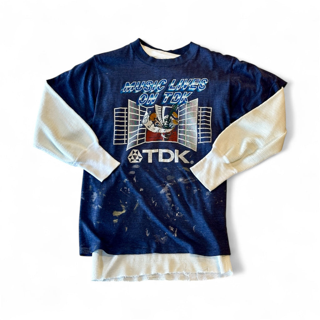 Vintage Distressed & Sheer TDK Tee & Vintage Flannel